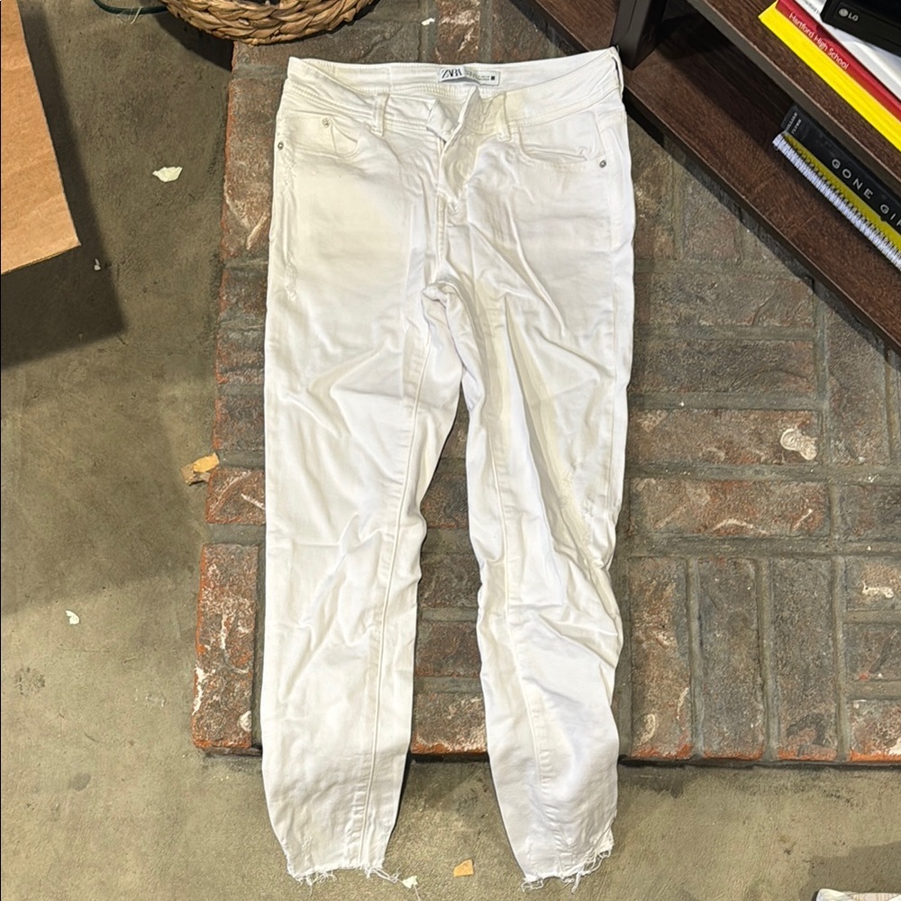Zara Off-White Denim Trousers